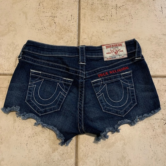 True Religion Women's Halle Cutoff Denim Shorts - Size 25/26 - Dark Wash - Picture 6 of 9